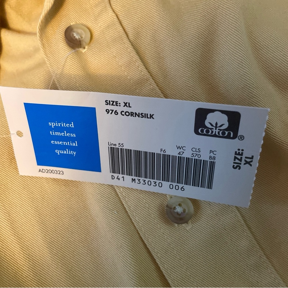 Covington men’s XL long sleeved 100% cotton shirt. Color is yellow. New with tag - Picture 8 of 12